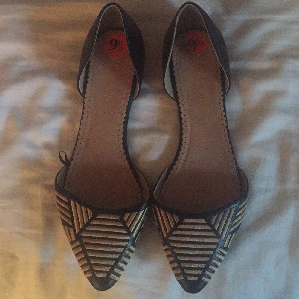Black and Gold D’orsay Flats